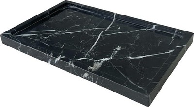 Natural Bla Marble Vanity Tray, 9.8''x5.9'' nuine Marble Stone Tray for