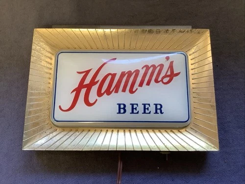 Vintage Hamm's Lighted Beer Sign Very Rare 9 3/4 In. X 6 1/2 X 1 1/2 Tall Used