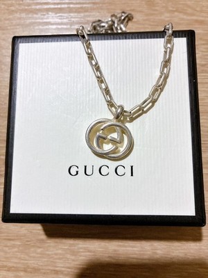 Gucci interlocking pendant GG logo sterling necklace silver 925 W