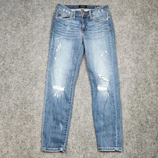 Judy Blue Jeans Womens 7/28 Blue Relaxed Fit Distressed Stretch Denim JB8271DK