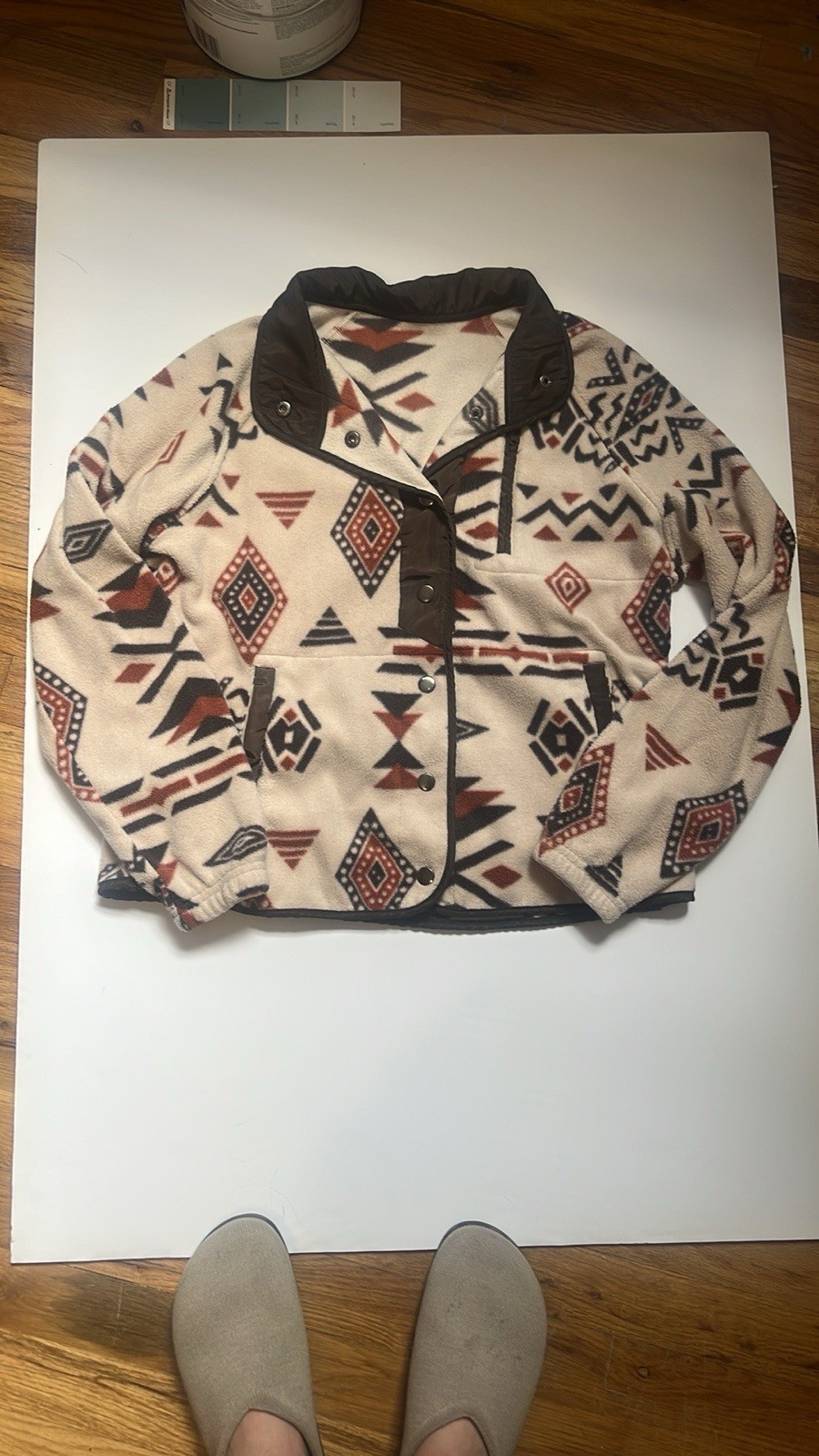 Wool Aztec Print Button-Up Jacket for Men and Women