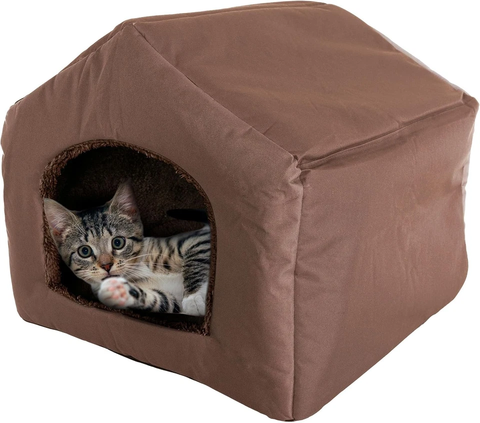 Casa interna de pelúcia para animais de estimação com almofada Sherpa removível - para cães e gatos de até 35 lb - Imagem 3 de 4
