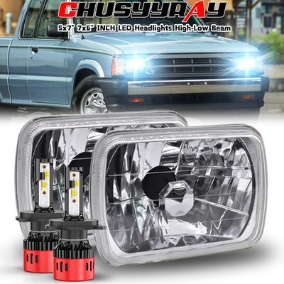 Pair 5''x7'' Inch LED Headlights Hi-Lo DRL For Mazda 1986-91 B2000 / B2200 / B2600