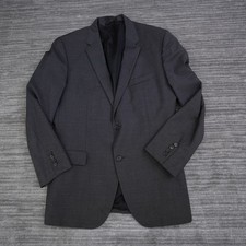 Hugo Boss Mens Charcoal Gray Two Button Wool Blazer Jacket Size 44R Made Turkey