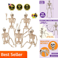 5 PCS 16" Posable Halloween Skeletons Hanging Decor Haunted House Graveyard