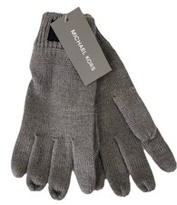 NWT Michael Kors Women's Black Signature Patch Gloves Gray