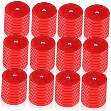 96 Pcs Front Round Reflector for Driveway Fence Gate Posts Trailers Safety Red