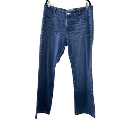 Extreme Limit Grommet Side Jeans 15 Blue Denim Patch Pocket Y2K Grunge Punk