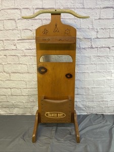 Vintage 1950’s Western Ranch Boy Valet With Horns Kids Room Decor