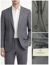 Great Mens Canali Gray Striped Traveler Wool Suit 42US