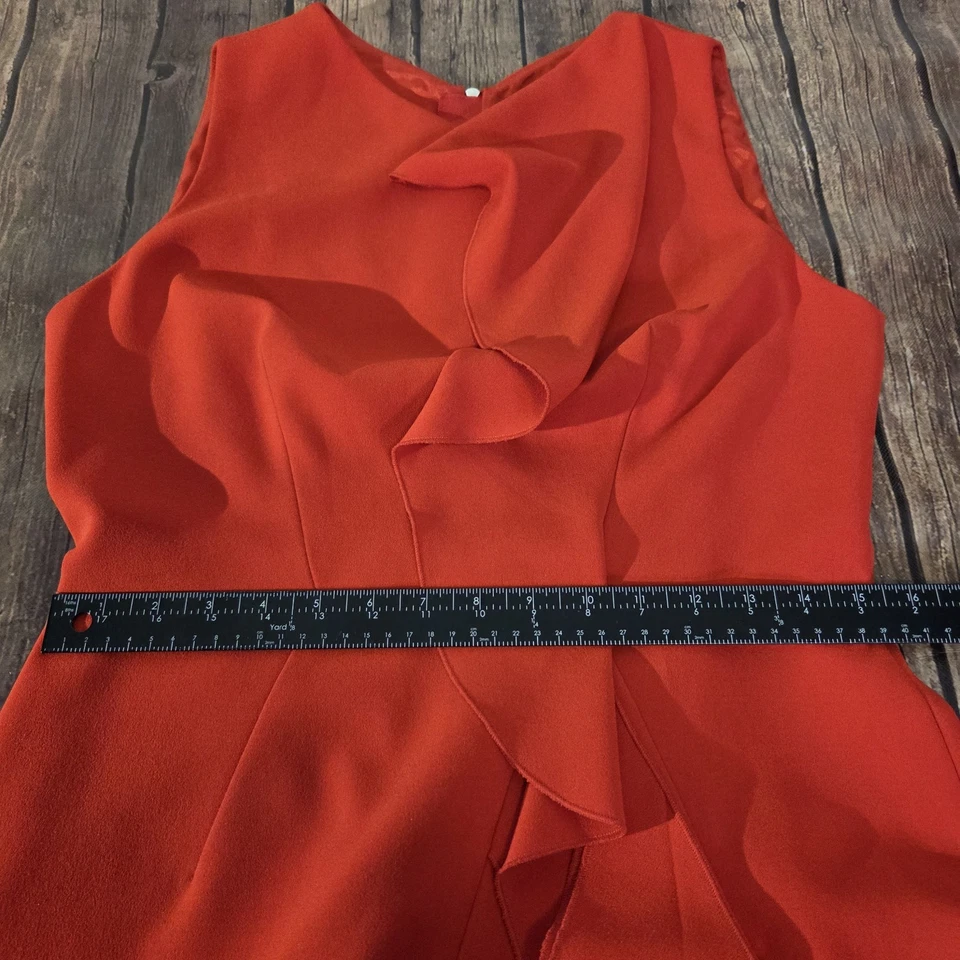 Vestido Karen Millen Para Mujer 10 Rojo Doblado Crepé Vestido Sin Mangas Midi Forrado Foto 3 de 4