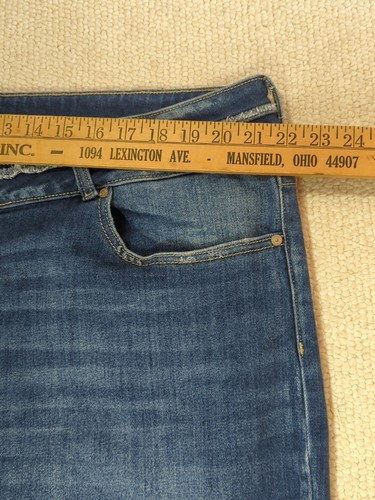 Kancan Jeans Women sz 24W High Rise Wide Leg Raw Hem Distressed Blue Denim Pants - Picture 11 of 14