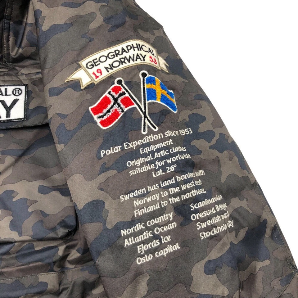 GEOGRAPHICAL NORWAY BARMAN CAMO KAKI ANORAK Coat Jacket Size S - Image 4 of 4