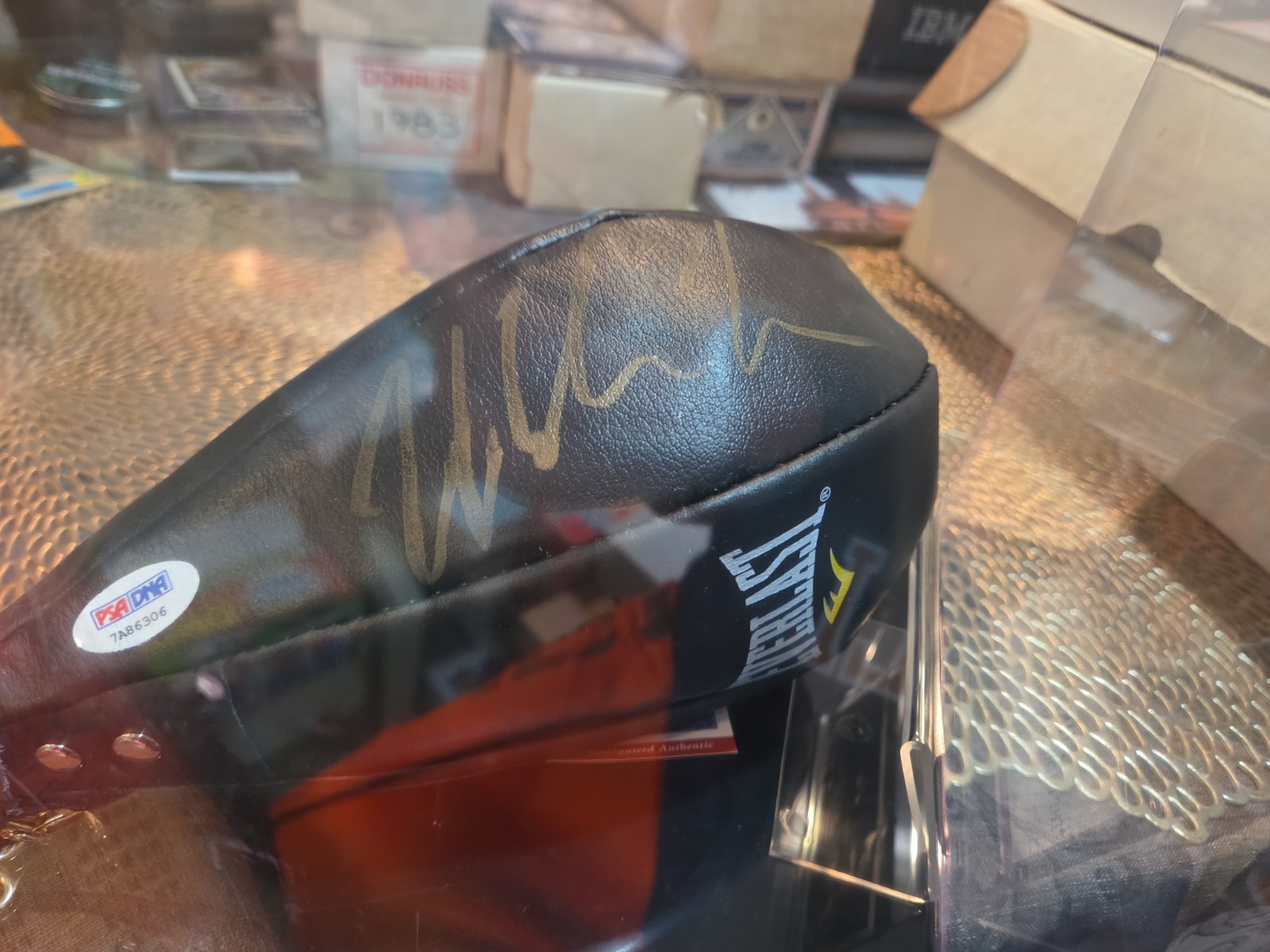 MIKE TYSON SIGNED SPEED BAG WITH DISPLAY CASE PSA view 5