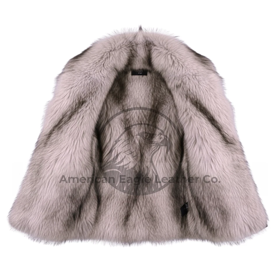 Women’s Burgundy Lambskin Leather Long Vest Full Fur Lining Fox Collar Waistcoat - Image 3 of 4