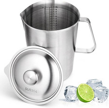 Stainless Steel Pitcher with Lid 2 L 70 Oz Measuring Cup with Marking Metal Wate