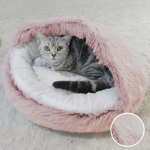 DECASSA Pet Bed Plush Nest Semi-Closed Mattress For Cats Small Dogs - Picture 12 of 28