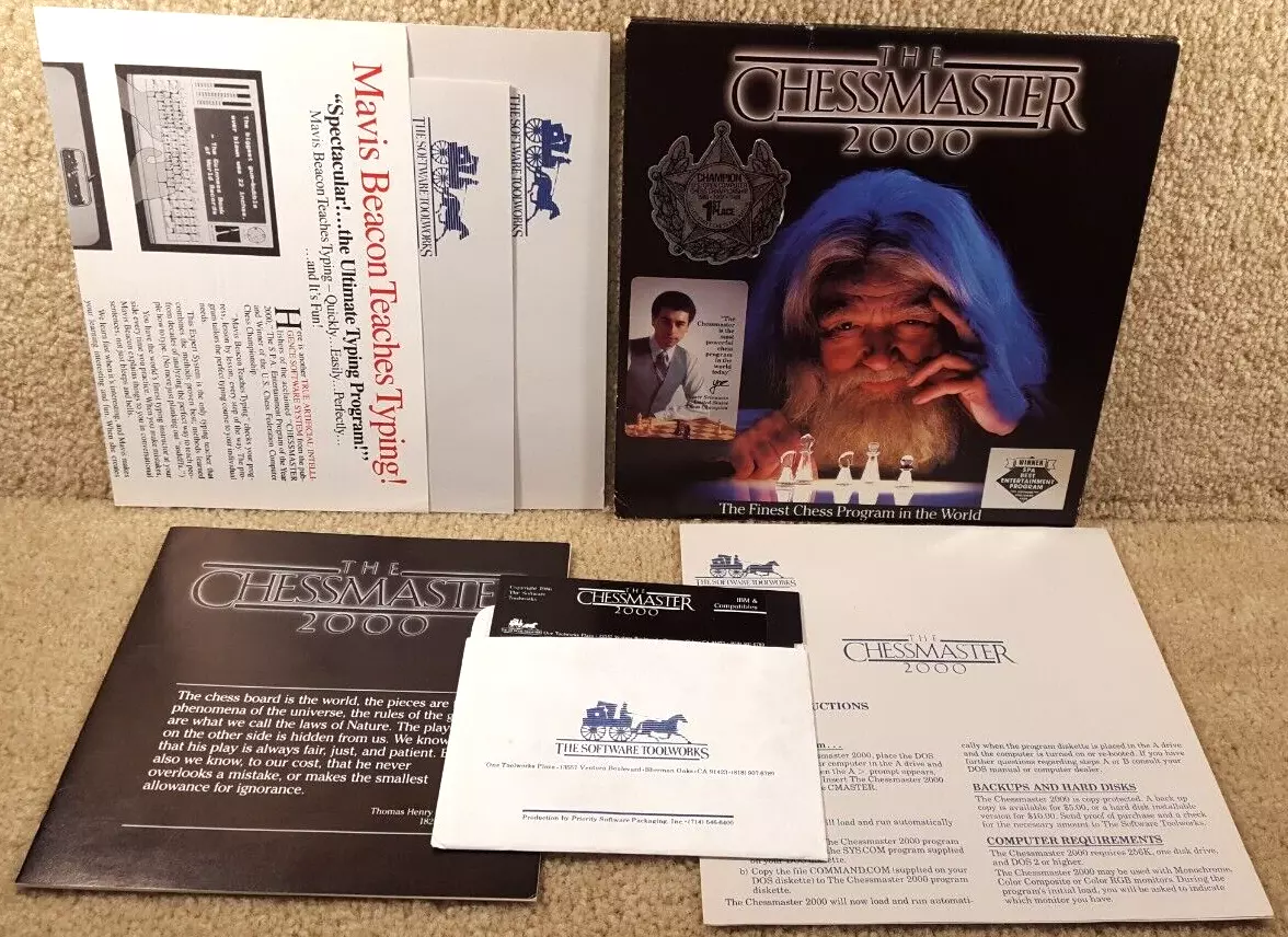 IBM The Chessmaster 2000 5.25 Floppy PC Computer Game Box Manual