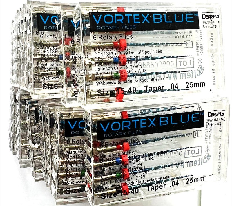 Bid 10pk 25mm .04 Asst Vortex Blue Rotary Files Dentsply Tulsa Dental Root 15-40