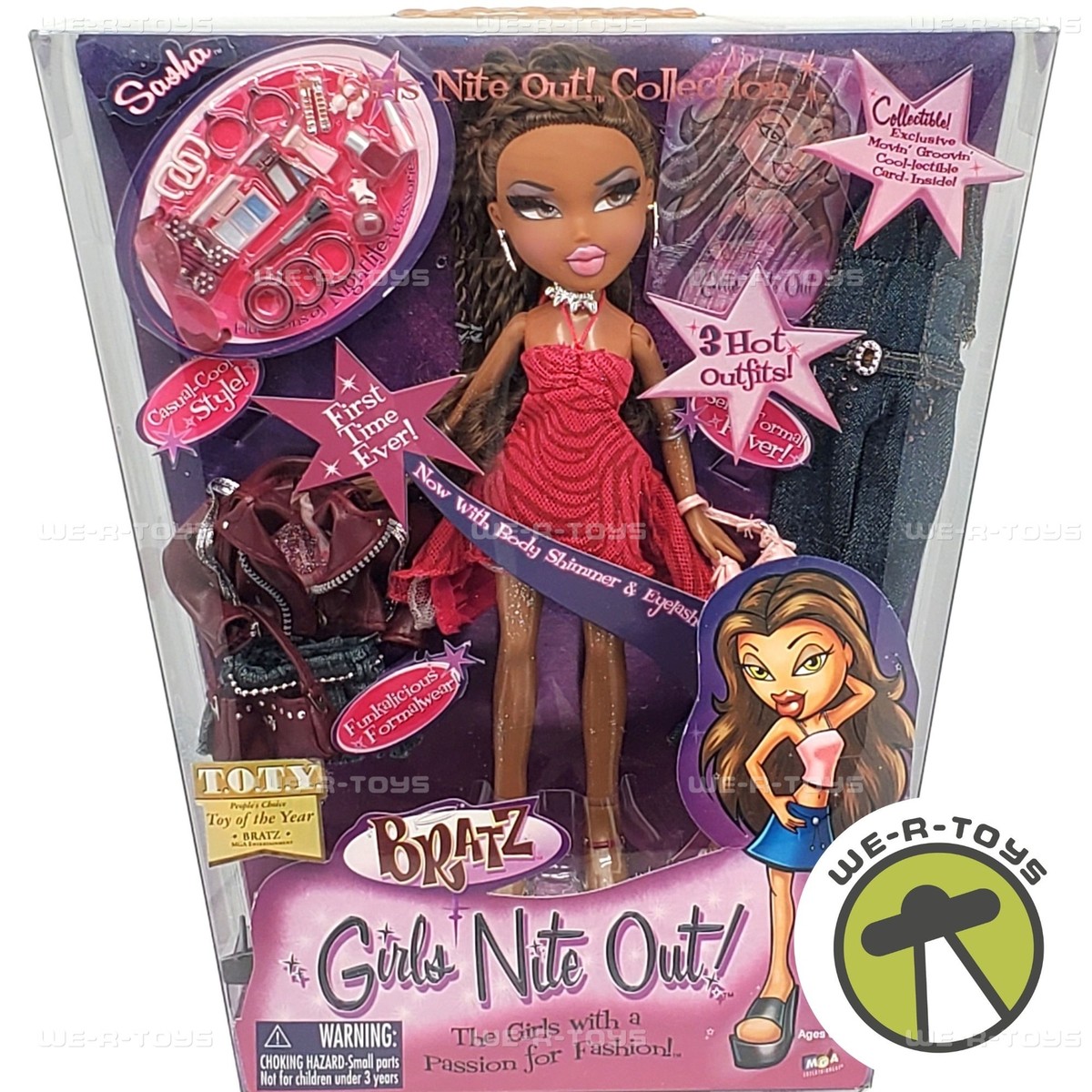 Bratz Girl's Nite Out Sasha Doll with 3 Hot Outfits and