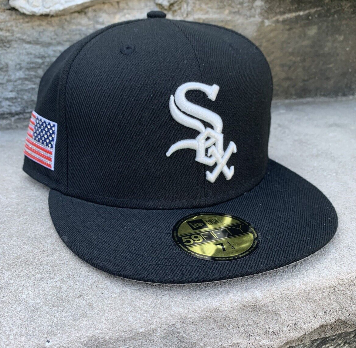 SWAROVSKI x New Era CHICAGO WHITE SOX HAT 7 1/8 USA Flag New Era 59Fifty Fitted