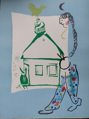 Marc CHAGALL Original lithograph ''La maison de mon village'', 1960