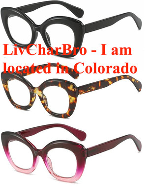 3 Pack Oprah Style +2.50 Cat Eye Reading Glasses for Women Oversized Fashion