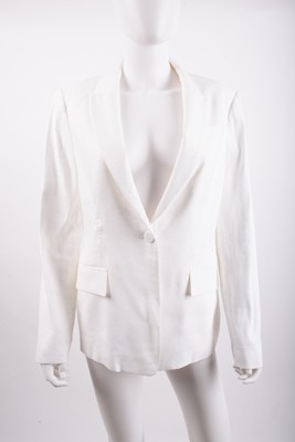 Milly Womans Avery Suit Coat Jacket Blazer Size 6 White Linen Blend NWT