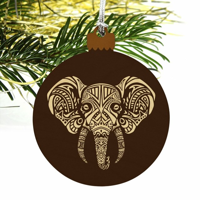 White African Elephant Tribal Wood Christmas Tree Holiday Ornament eBay