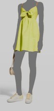 $331 Alice + Olivia Women's Yellow Linen V-Neck Front-Tie Mini Dress Size 12