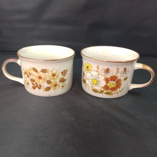 Vintage Lunch Mates Autumn Cultura Collection mugs Soup bowls Japan Set Of 2
