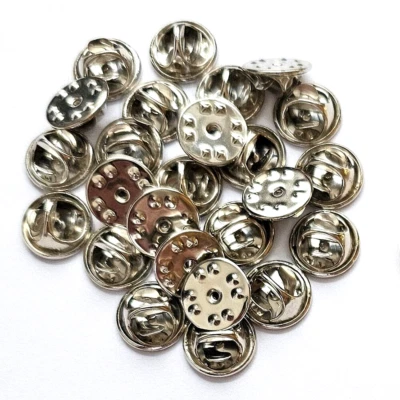 HEGIBAER 25 neue silberfarbene Verschlüsse Butterfly Clips für Metall Pin Anstecker