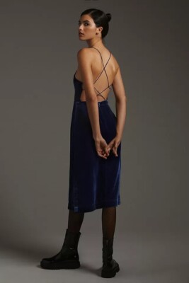 blue velvet slip dress Dark blue velvet slip-dress 34