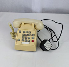 SimTel Corded Telephone Model ST-2 TT Systems 2 Phone Lines Creme Push Home Prop