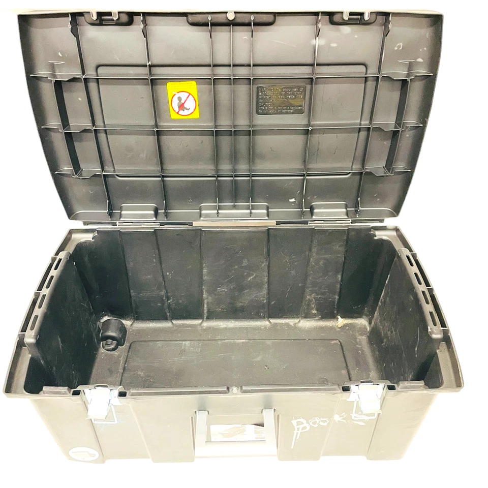 Sterilite 18429002 Footlocker Stackable Storage Bin w/ Wheels and Handle Black - Image 2 of 4