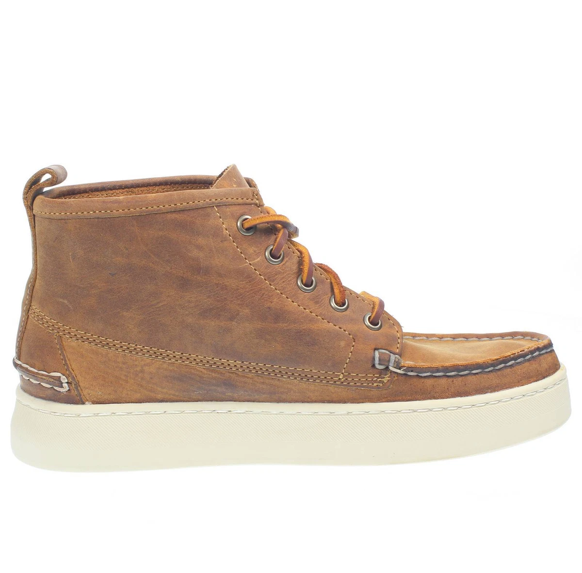 Sebago Brig Sneakers Alte In Pelle Marrone Taglia 45 11 US