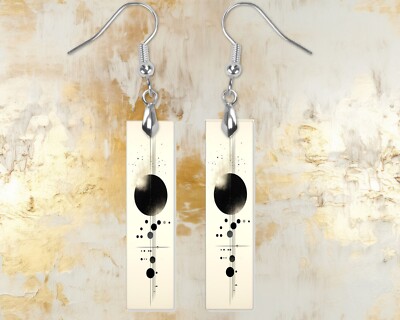 Earrings, Minimalist Print Wood Bar Printed Earrings Jewelry