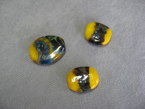 Yellow/Gold with Design Glass Beads 3 sizes and shapes