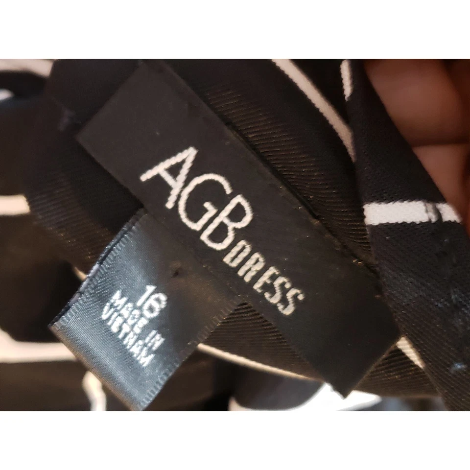 Vestido Vaina AGB Mujer Talla 16 Blanco y Negro Prada Cuello Barco Pullover Sin Mangas Foto 3 de 4