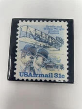 Wright Flyer Magnet Vintage Stamp Design Fridge Airplane Flight Souvenir