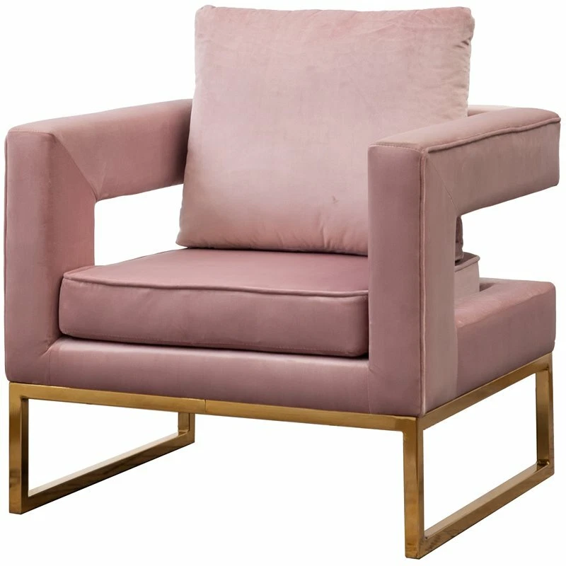 Roundhill Furniture Lenola Velvet Upholstered Accent Arm Chair in