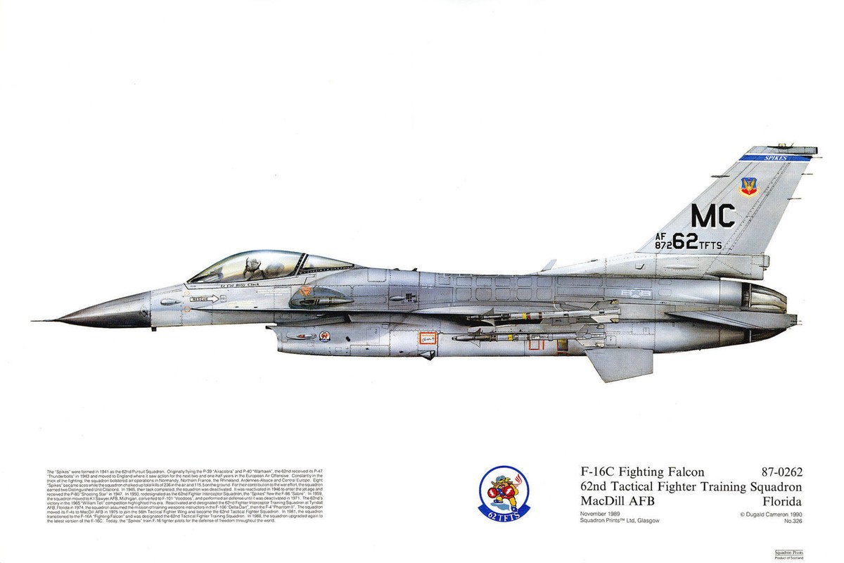 航空自衛隊 F-2 F-16 F-35各パイロット直筆サイン 生写真 Squadron Print 326 F16C Fighting Falcon 62 TFTS MacDill USAF