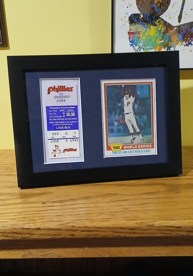 Phildelphia Phillies Framed Memorabilia 1980 Ticket Stub World