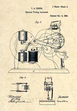 Thomas Edison Ticker Tape Official US Patent Art Print - Stock Broker Trader 238