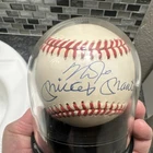 Mickey Mantle New York Yankees Mike Trout Signed Baseball w/ Clear Display Case