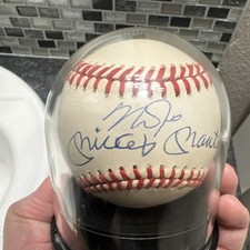Mickey Mantle New York Yankees Mike Trout Signed Baseball w/ Clear Display Case