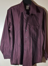 Pronto Uomo Men's Dress Shirt 15.5/32-33 Burgundy Solid Non Iron 100 Cotton