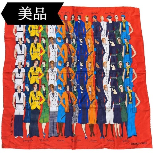 Hermes Carre 70 Silk Scarf Les Sportives Multicolor with Tag Authentic Japan