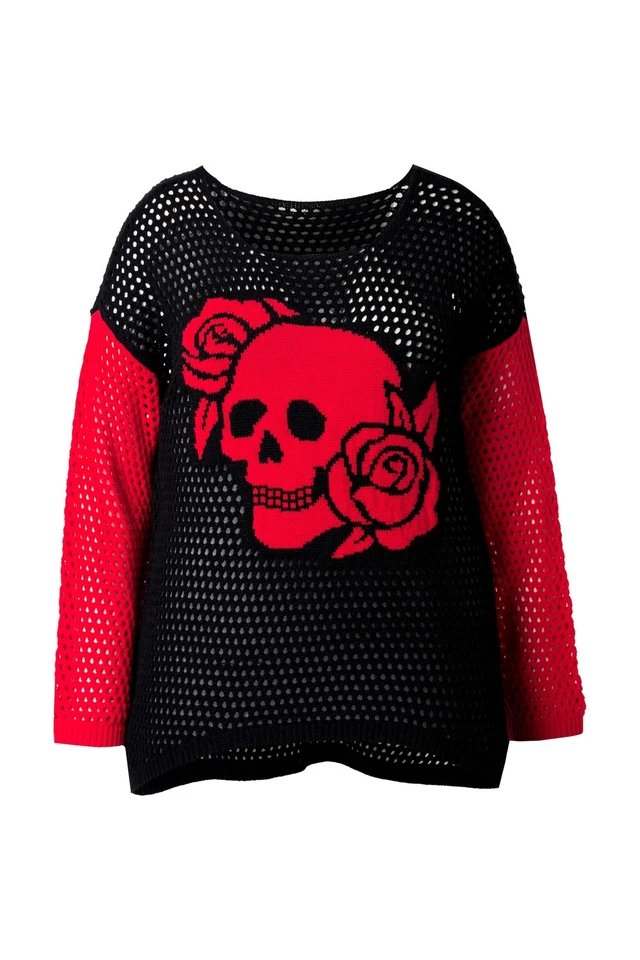 Angel of Style Damen große Größen Pullover Relaxed Fit Lochstrick