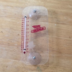 DEKALB Clear Advertising Thermometer Red Logo Suction Cups Transparent  Plastic